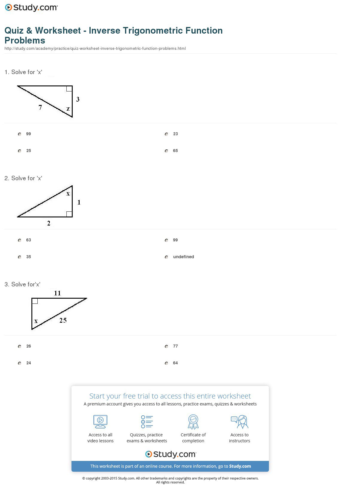 Trig Practice Worksheet 235512