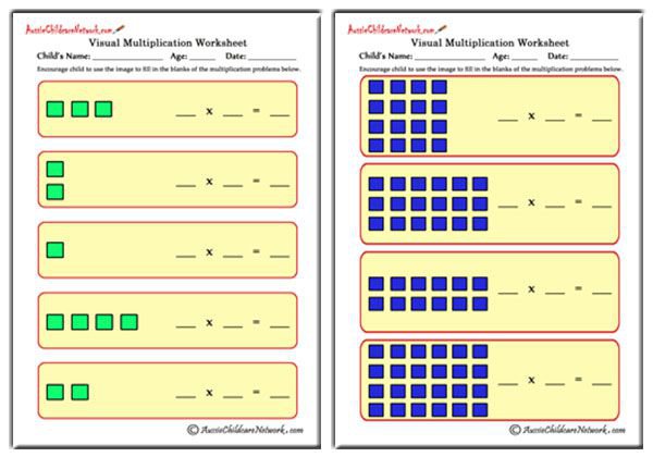 Visual Multiplication Worksheets