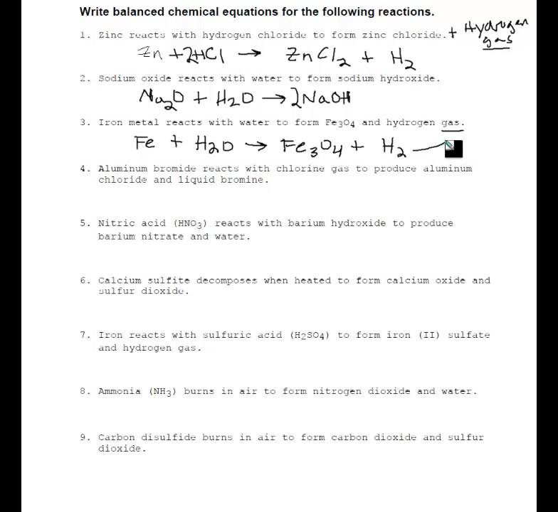 Word Equations Worksheet Word Equations Worksheet Chemistry