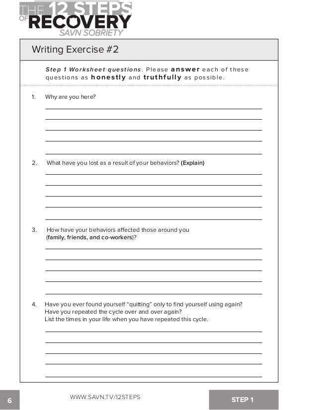 25 Printable Substance Abuse Worksheets For Adults