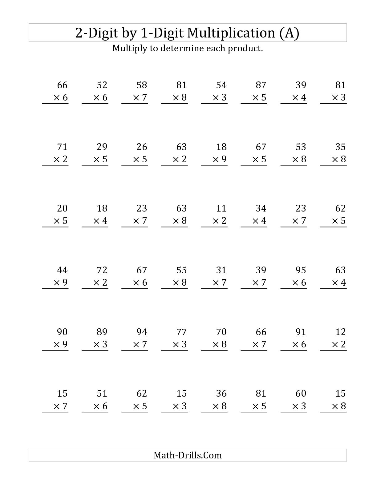 2 Digit By 2 Digit Multiplication Worksheets Grade 4 337271