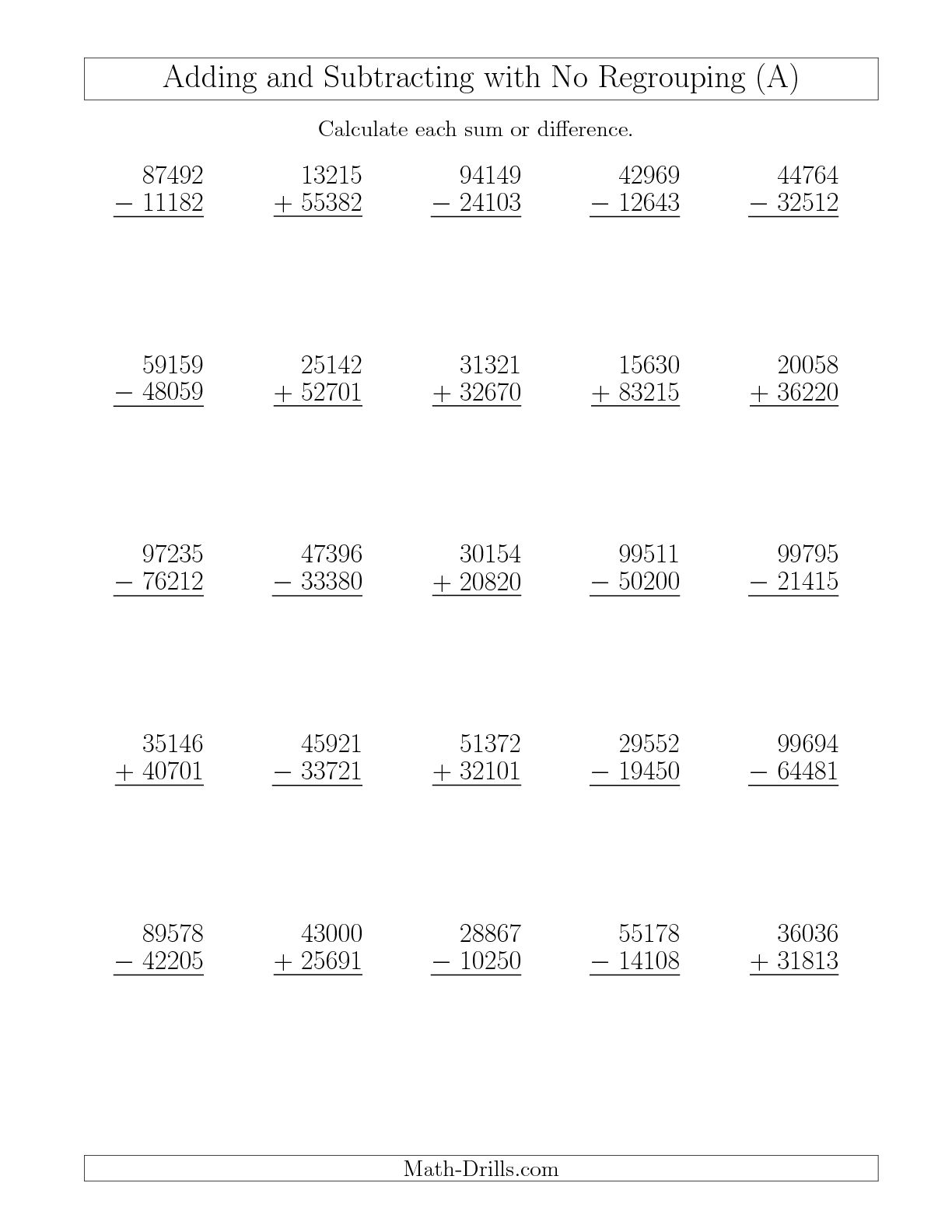 2nd Grade Math Worksheets Addition Subtraction Regrouping 734649