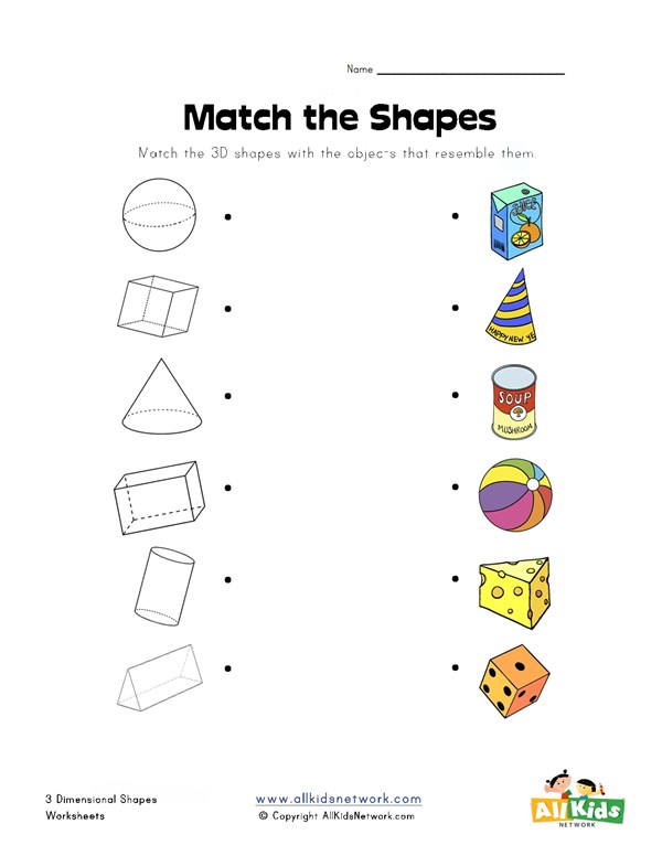 3d Shape Matching Worksheet