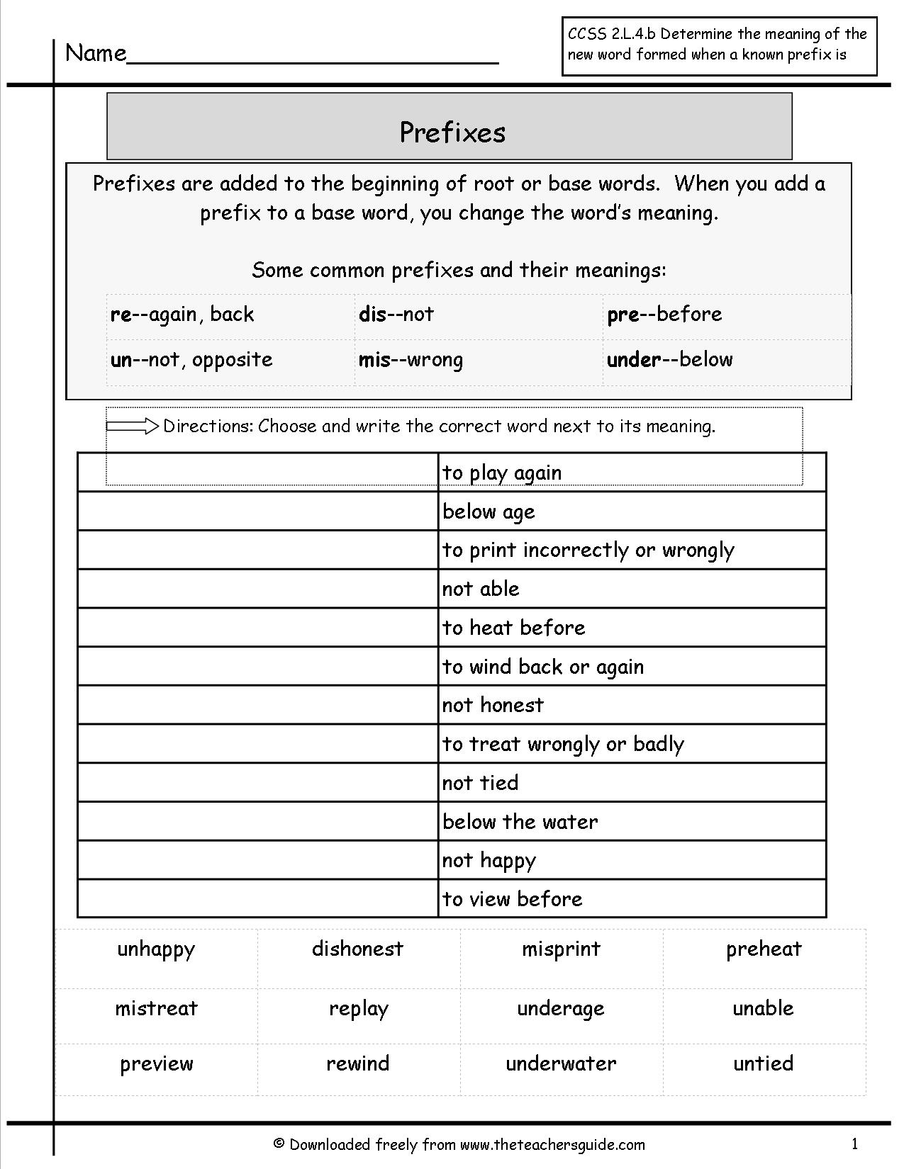 3rd Grade Prefix Worksheets 887272