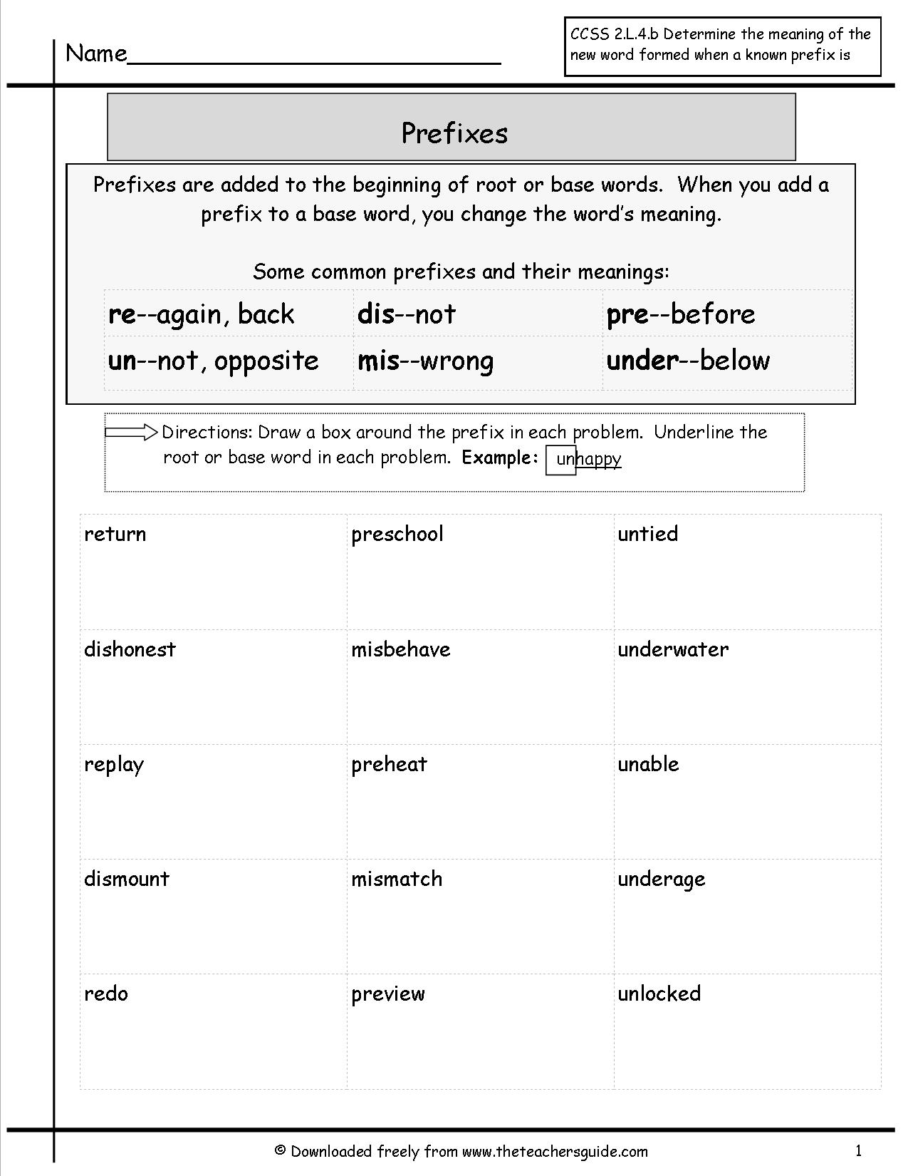 3rd Grade Prefix Worksheets 887272