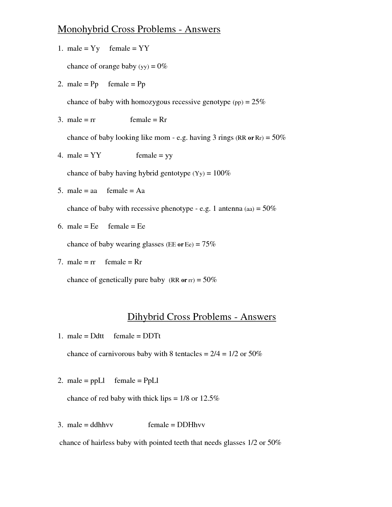 8 Best Images Of Genetics Basics Worksheet 2000 Answer Key Free