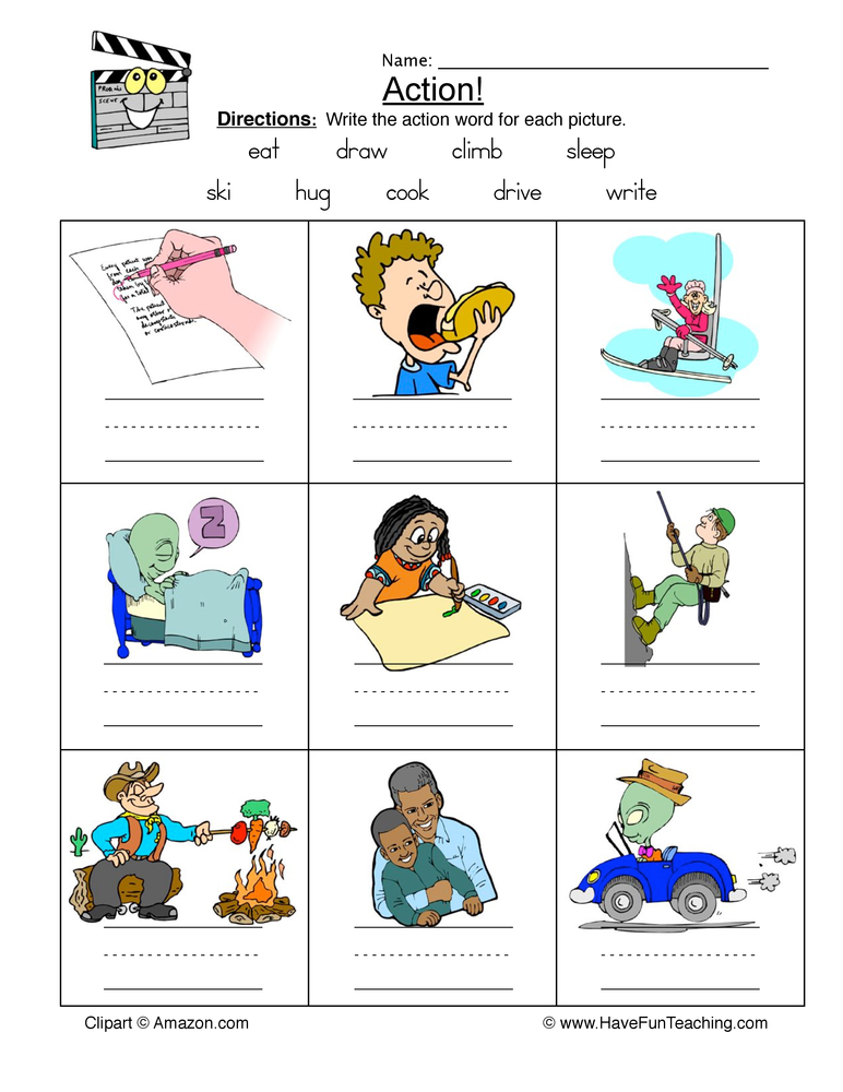 Action Words For Kindergarten Worksheets 1167643
