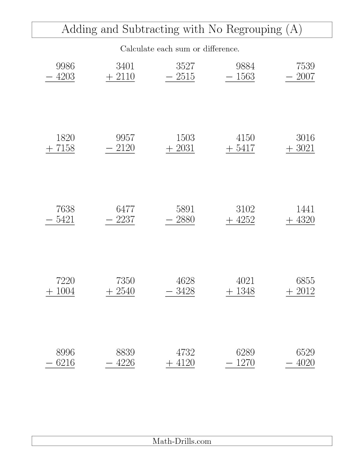Addition And Subtraction Regrouping Worksheets The Best Worksheets