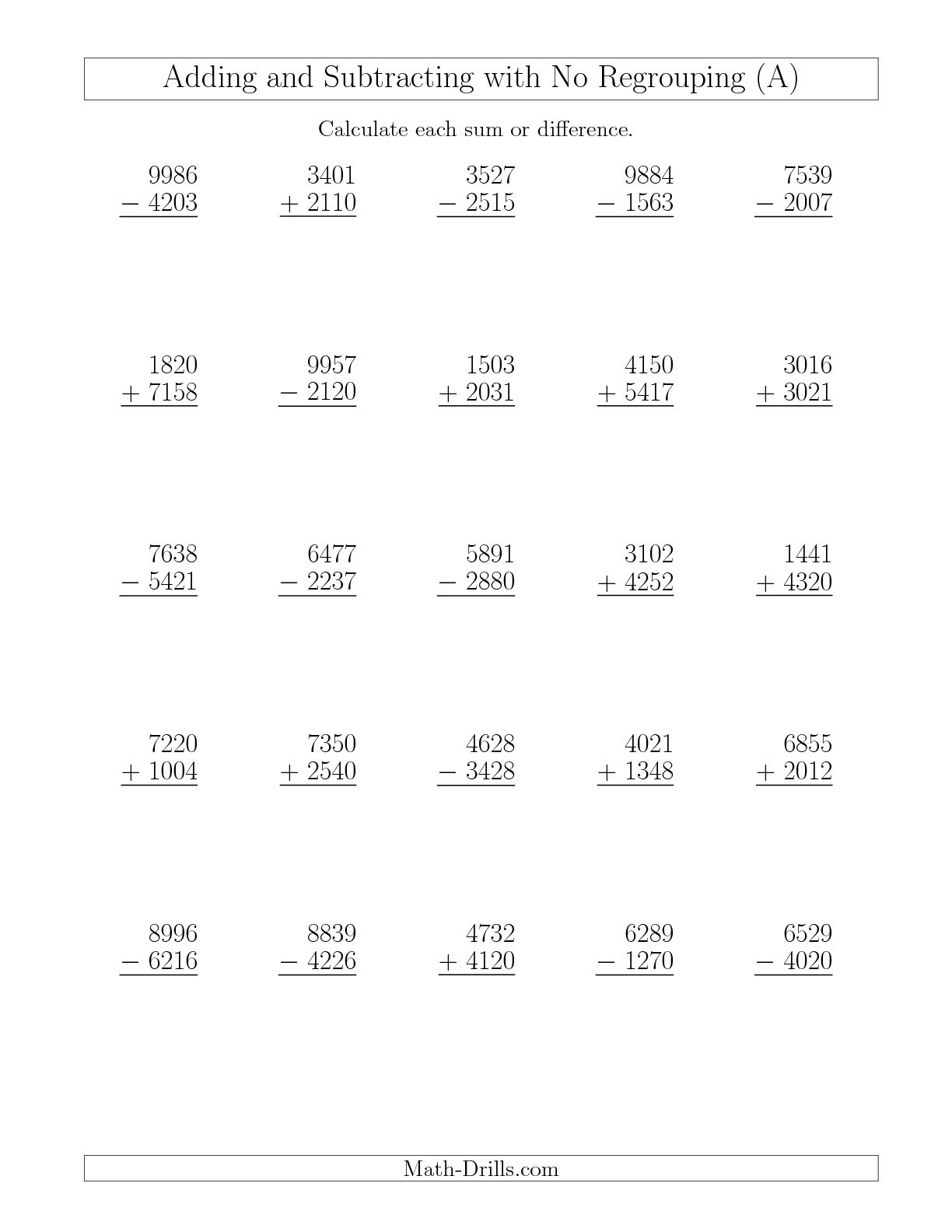 Addition And Subtraction Regrouping Worksheets The Best Worksheets