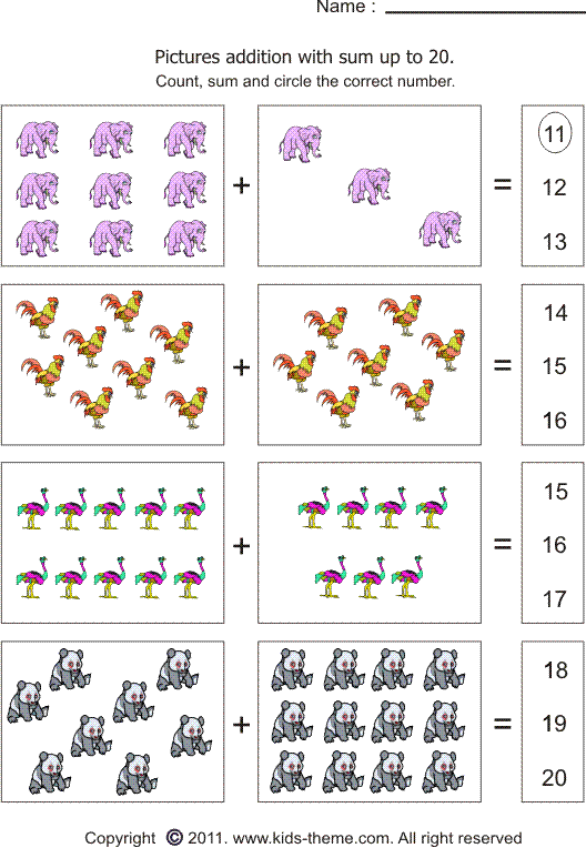 Addition Worksheets Sums Up To 20 The Best Worksheets Image