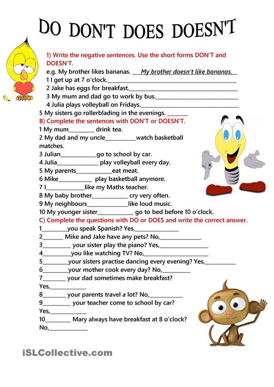 Amusing Do Does Did Worksheet Printable On Do Does Dont Doesnt