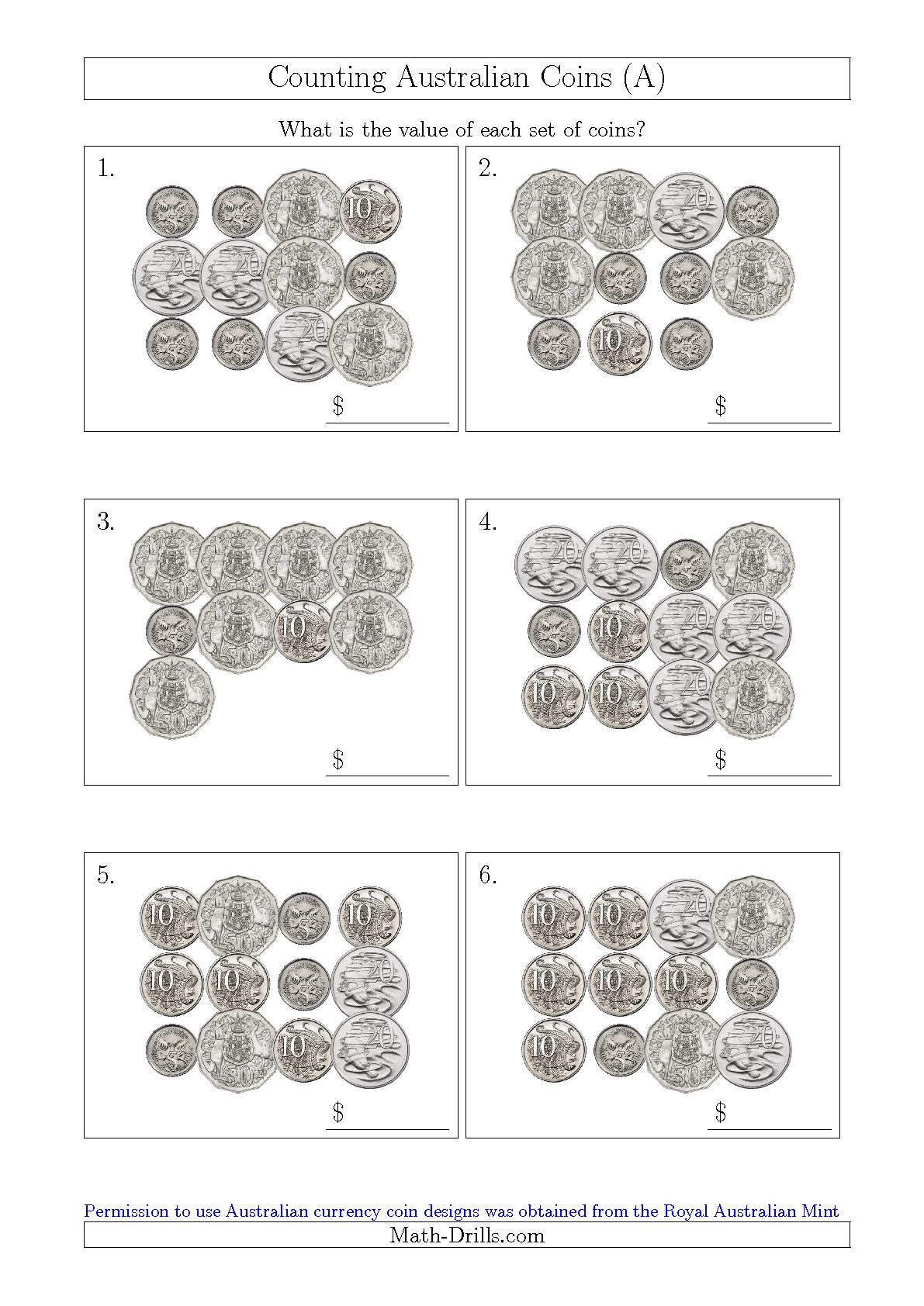 Australian Coins Worksheet For Kindergarten 1445185