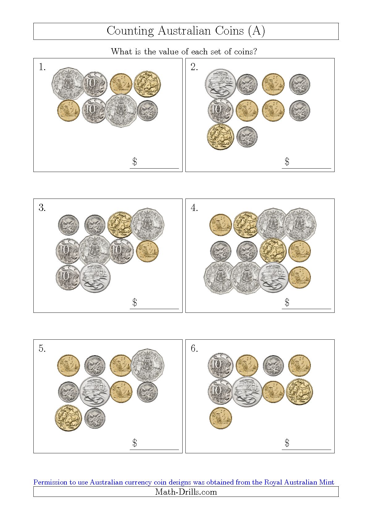 Australian Coins Worksheet For Kindergarten 1445203