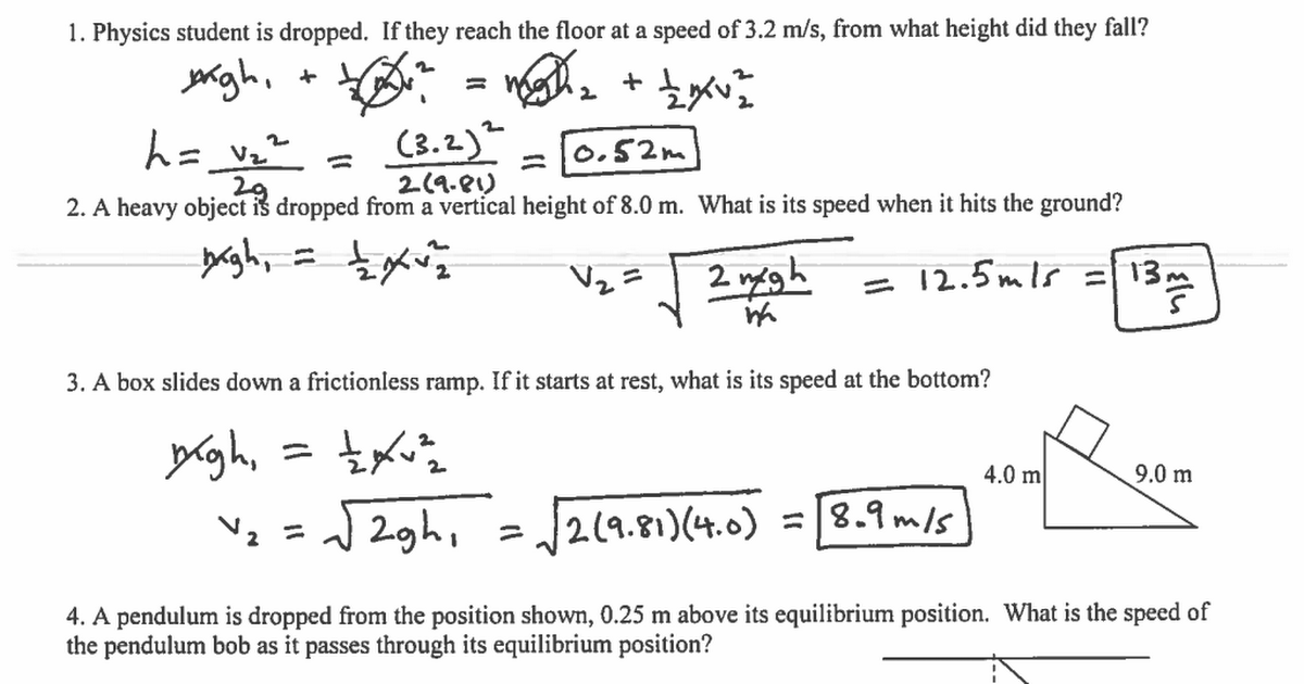 Beautiful Conservation Of Energy Worksheet Best Of Conservation Of