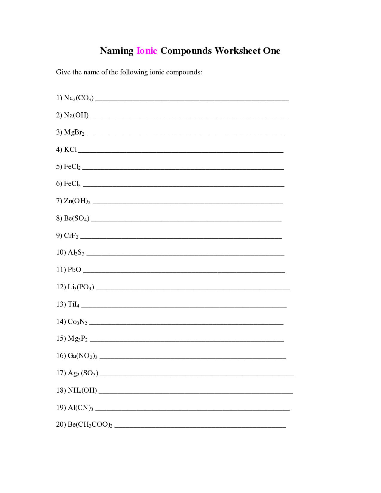Best Photos Of Ionic And Molecular Compounds Worksheet, Naming