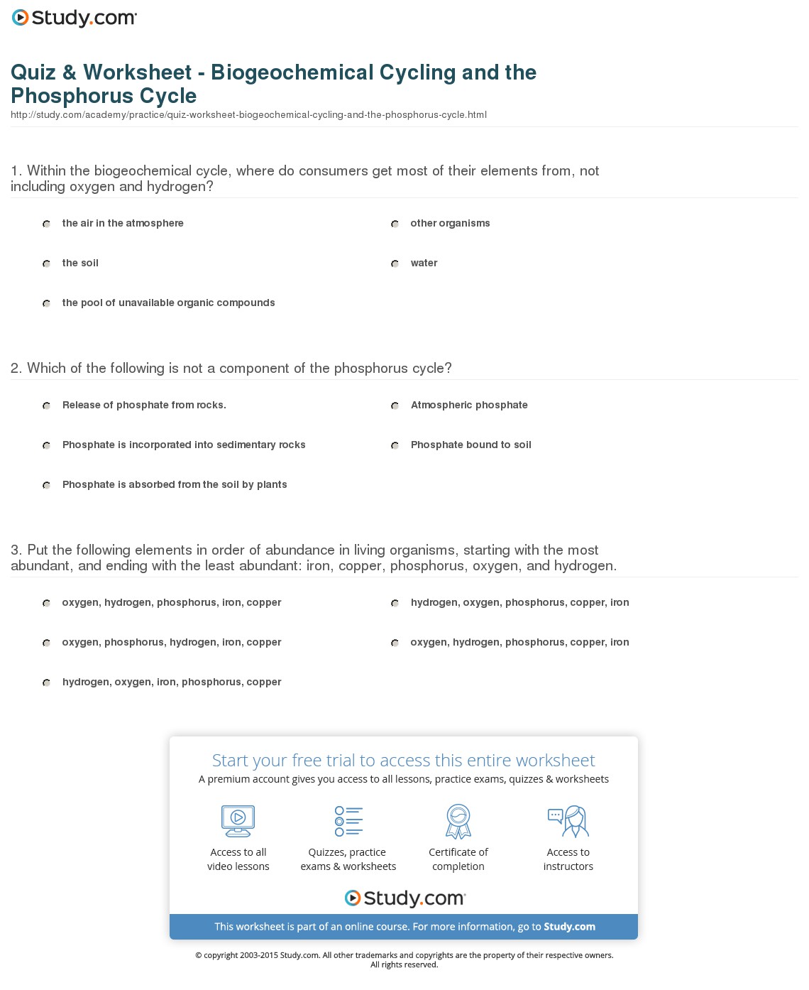 Biogeochemical Cycles Worksheet Answers Davezan, Cycles Worksheet