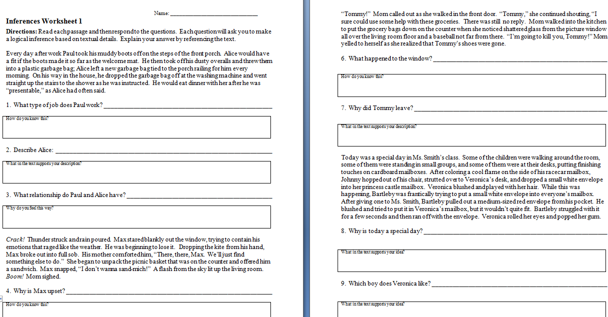 Collection Of Inferencing Worksheets For 4th Grade