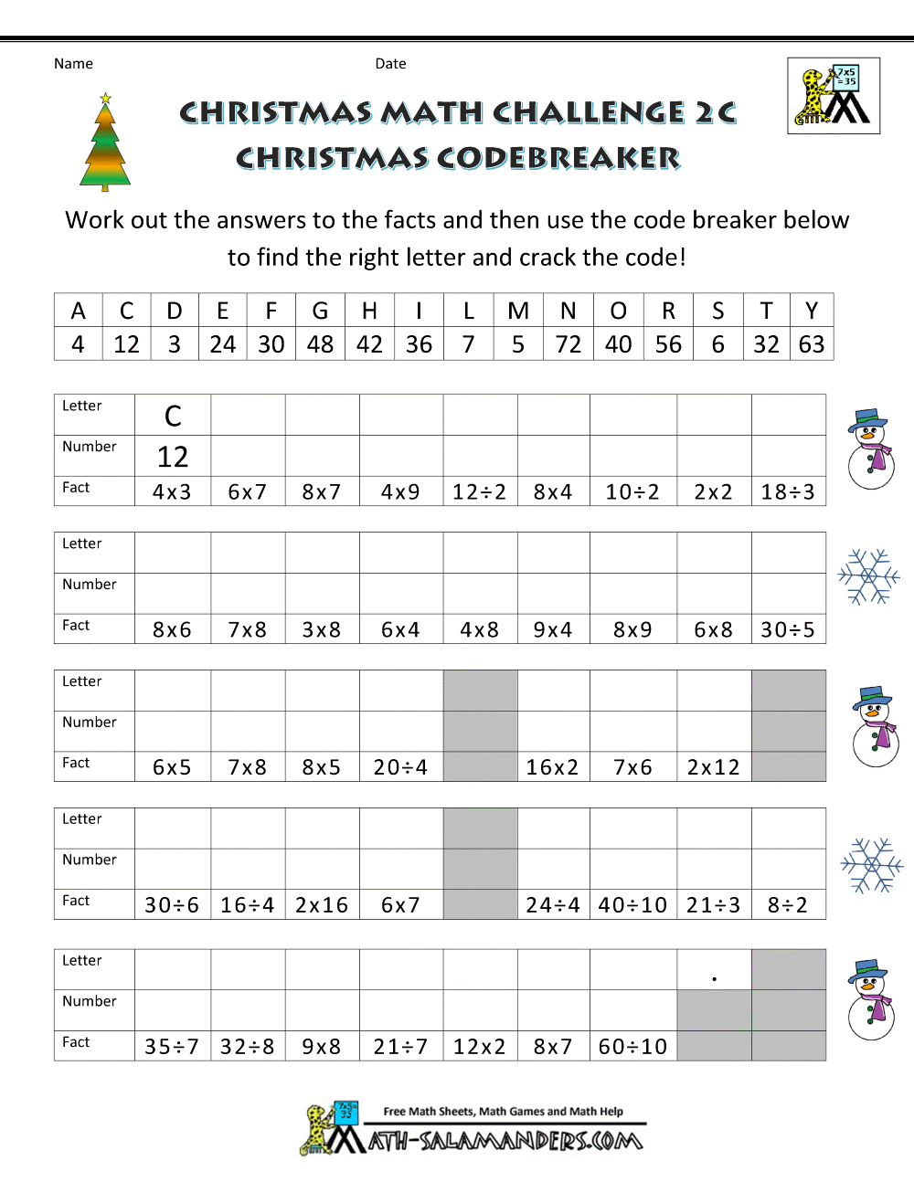 Collection Of Math Worksheets For Christmas