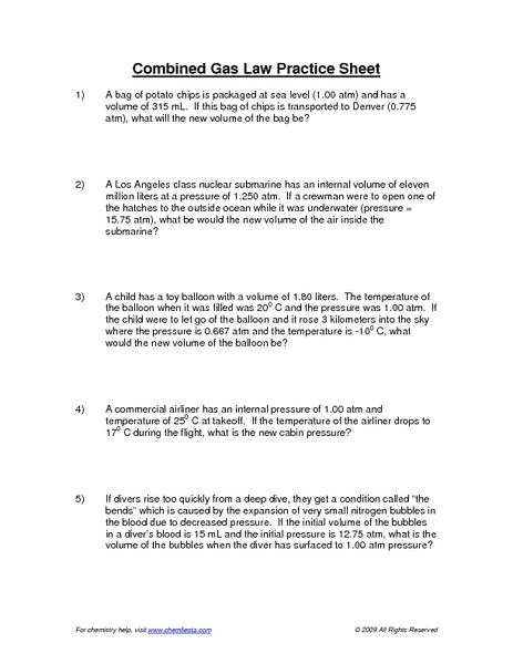 Collection Of Solutions Charles Law Worksheets In Sheets Worksheet