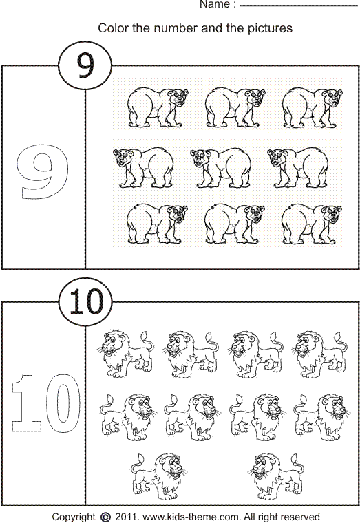 Coloring Number Worksheets