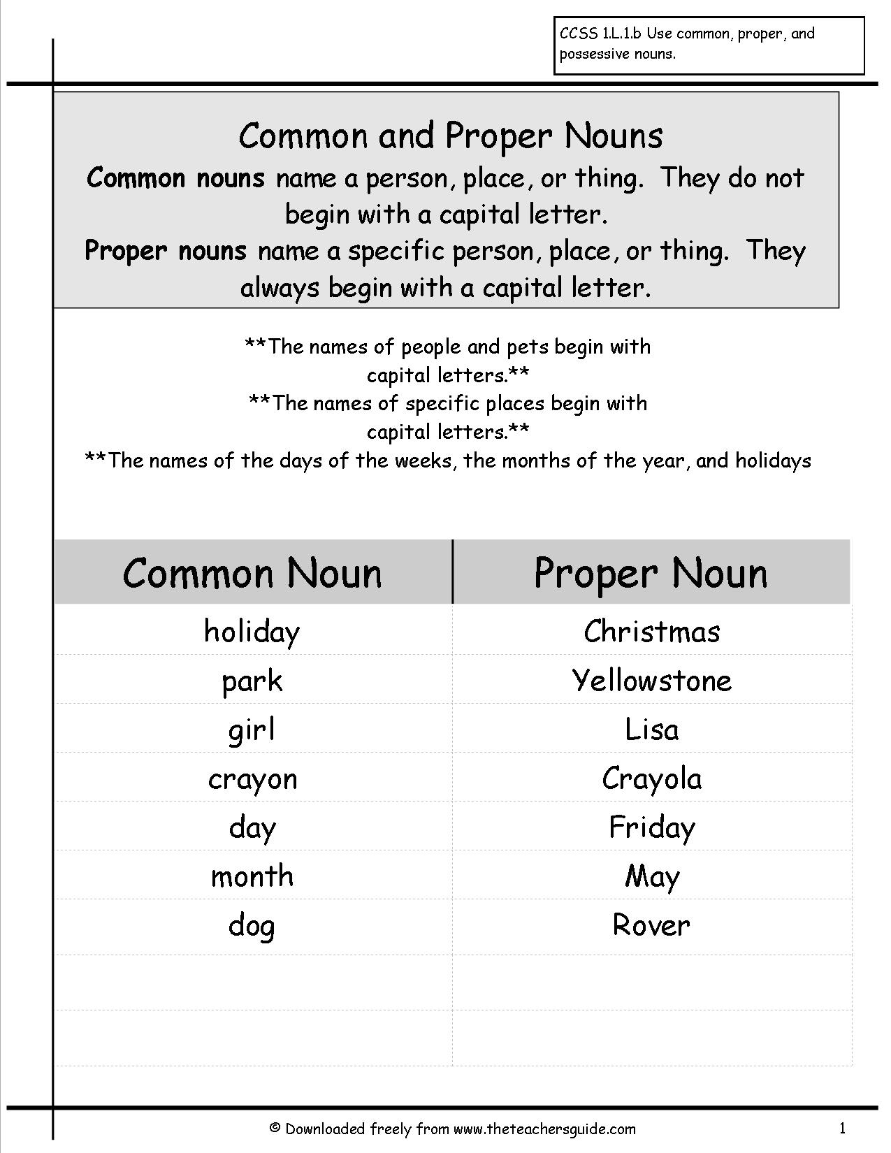 common nouns worksheets for kindergarten 146351 free