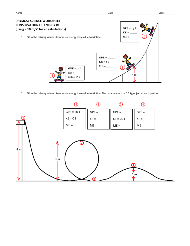 Conservation Of Energy Worksheets With Answers