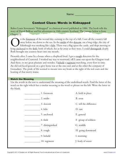 Context Clues Worksheets For 4th And 5th Grade