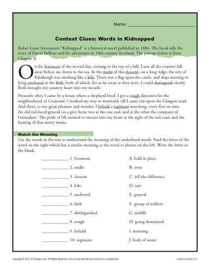 4th Grade Context Clues Worksheets 4th Grade Context Clues Worksheets