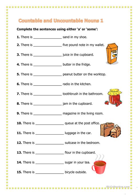 Countable & Uncountable Nouns Worksheet