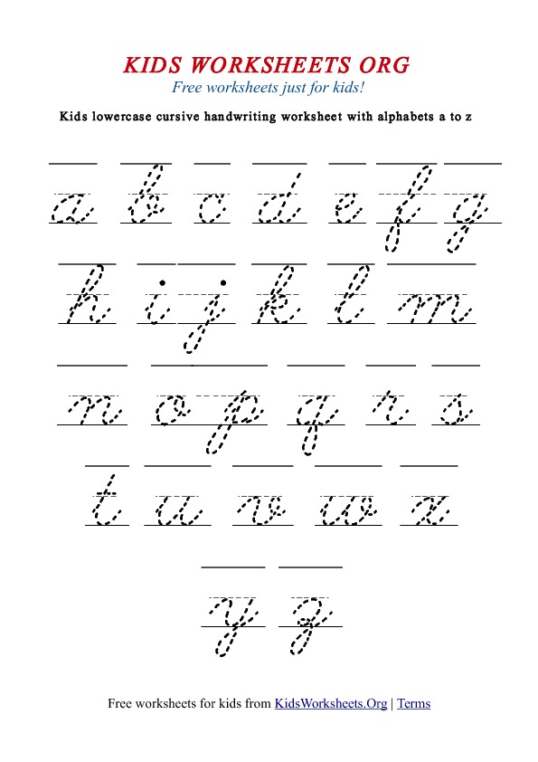 cursive writing worksheets a z printable 872263 free