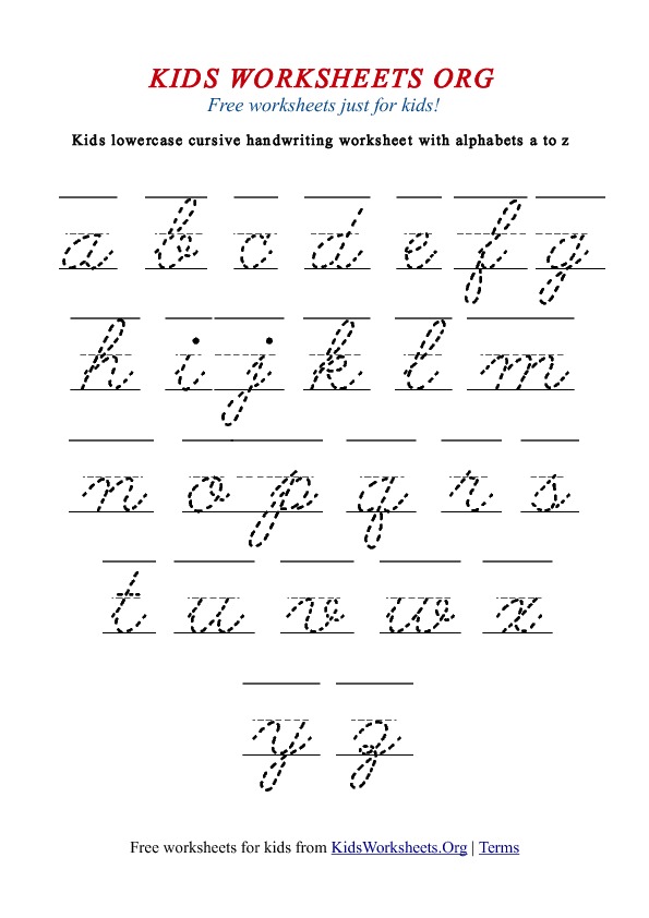 Cursive Writing Worksheets A Z Printable 872263