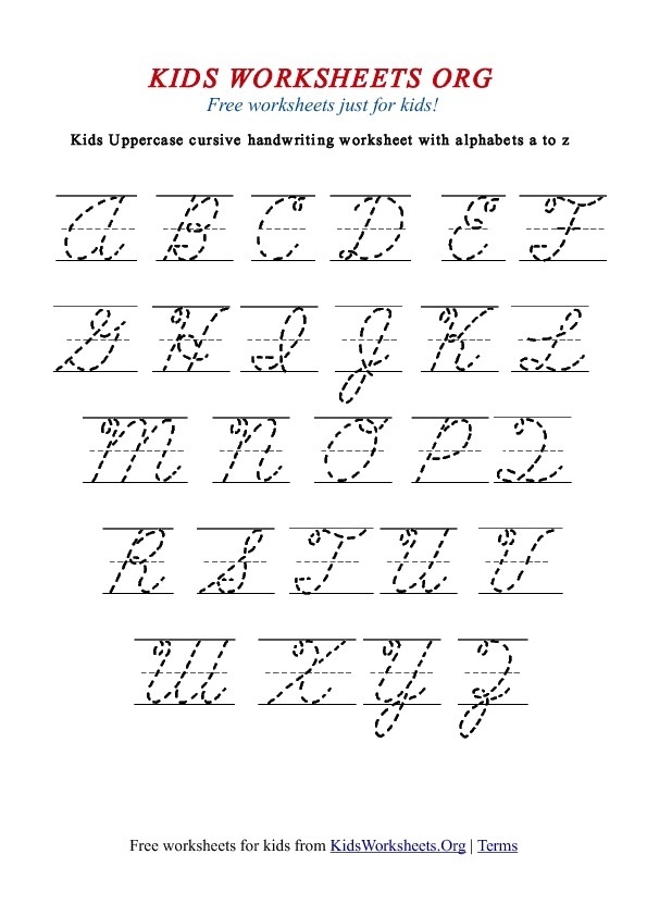 Cursive Writing Worksheets A Z Printable 872263