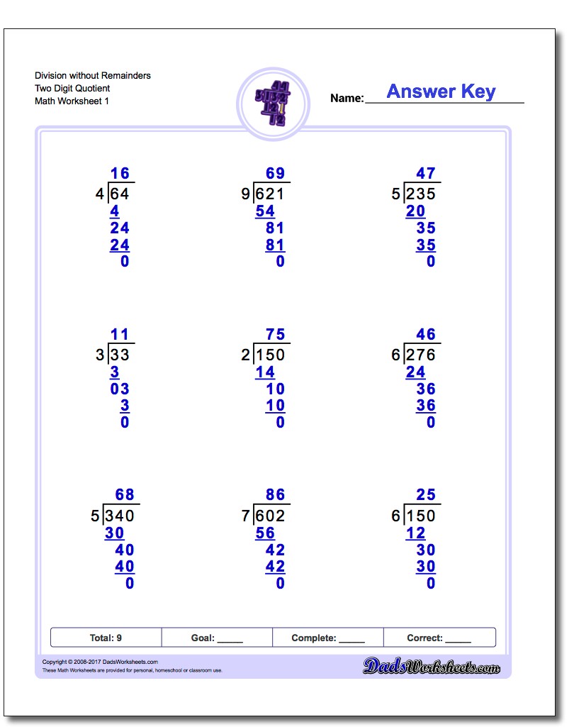 Division Without Remainder Worksheets Grade 3 132516