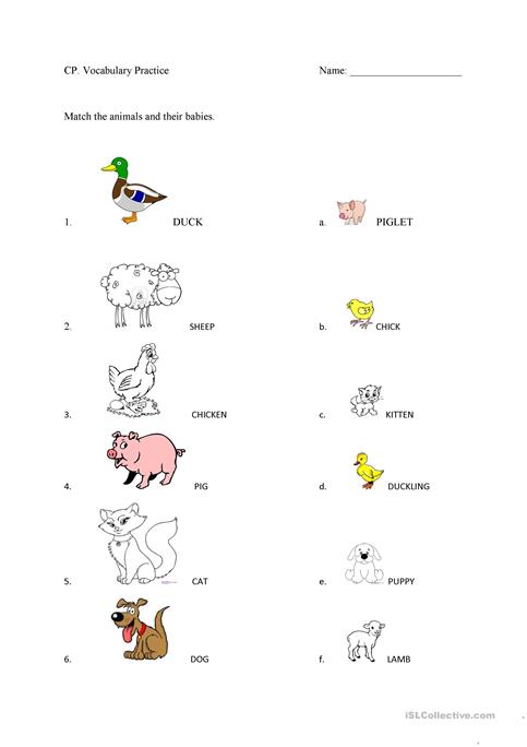 Farm Animals And Their Babies Worksheet