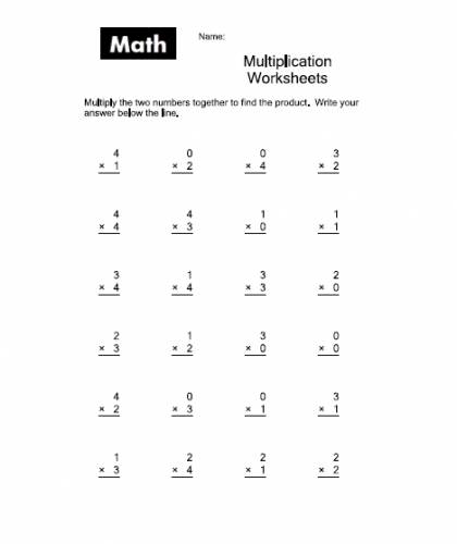 First Grade Multiplication Worksheet