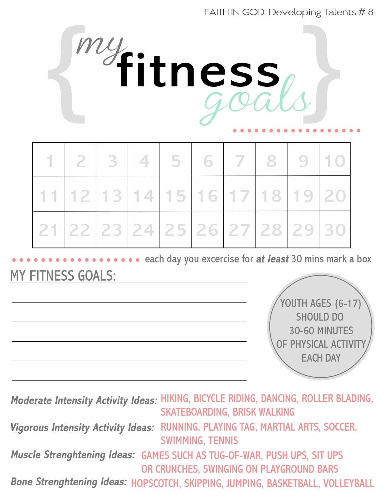 Fitness Worksheet 32339