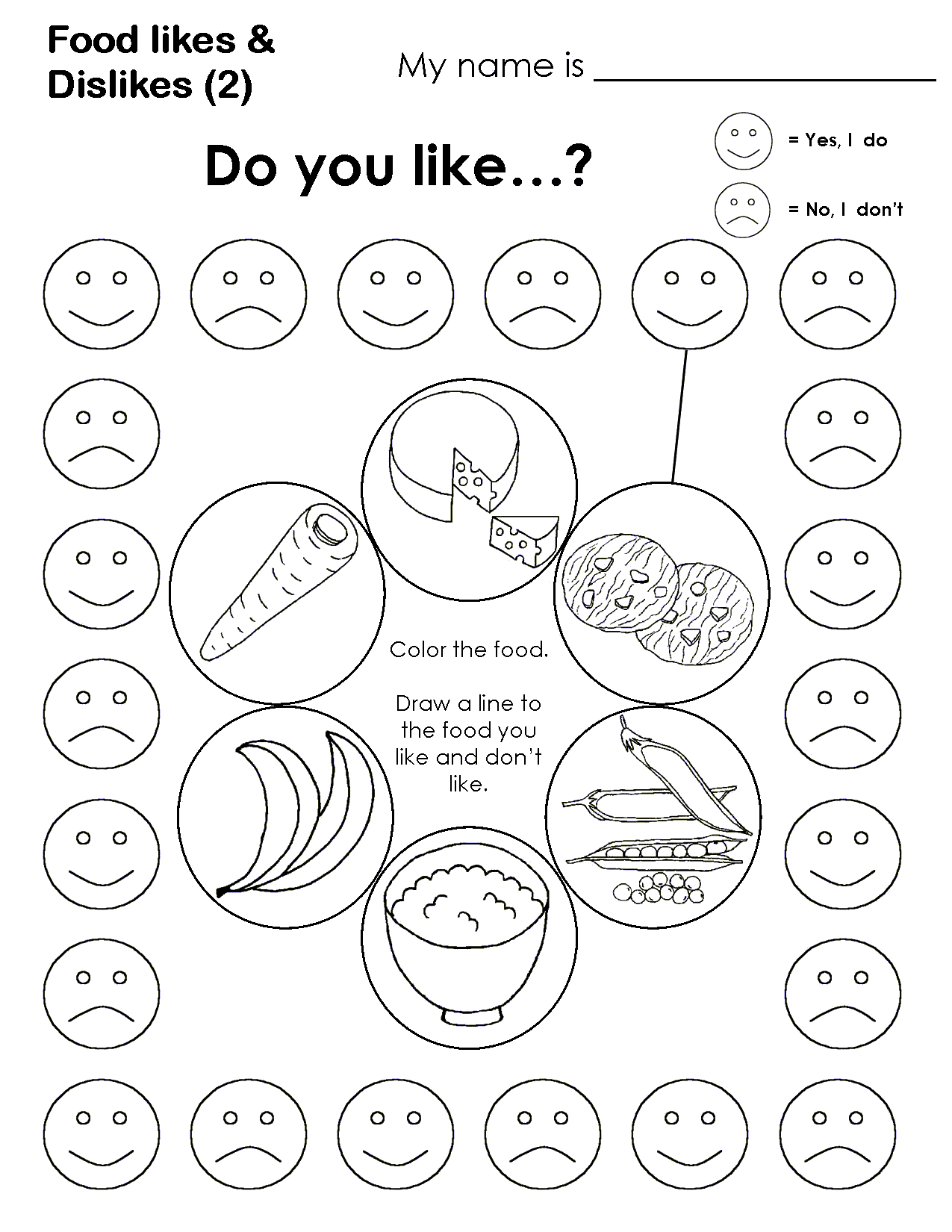 Food Worksheets Kindergarten Esl 846711