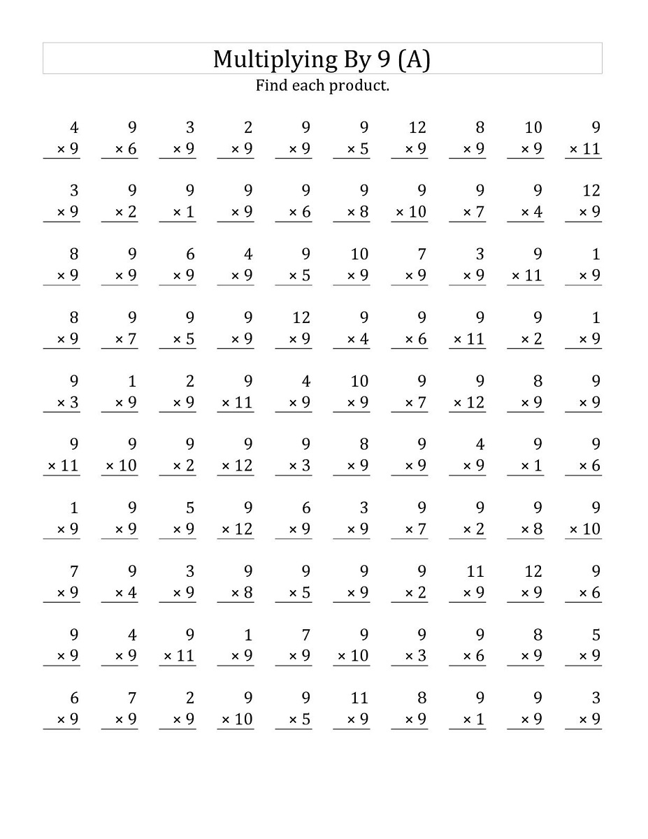 Free 9 Times Table Worksheets Activity Shelter Multiplication