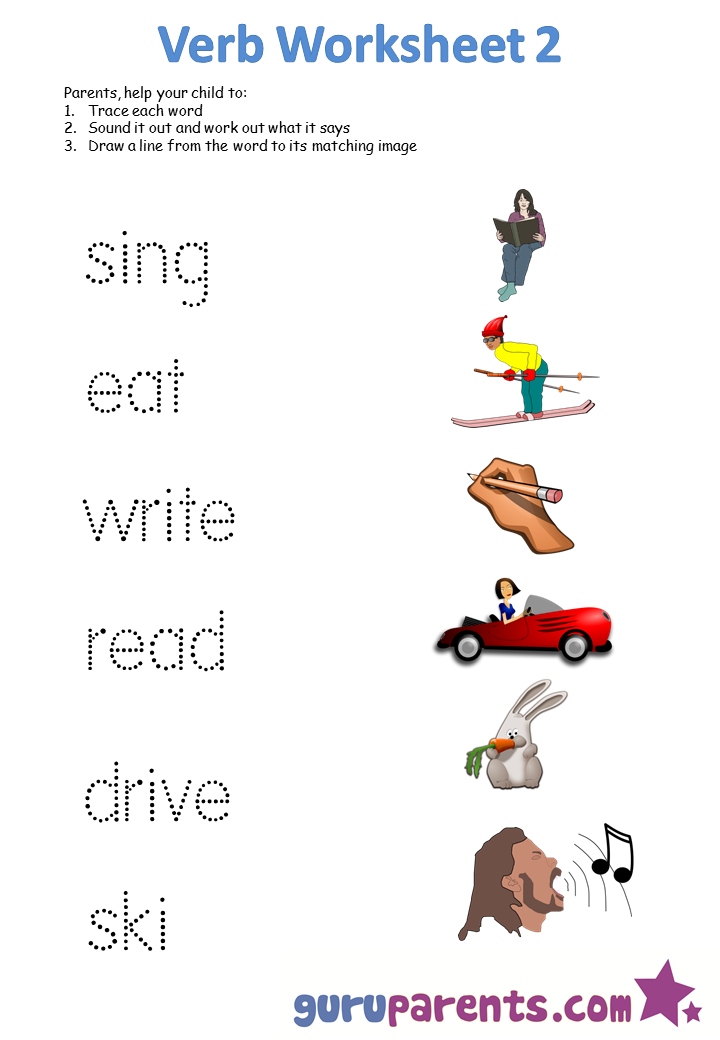 Free Kindergarten Verb Worksheets 634975