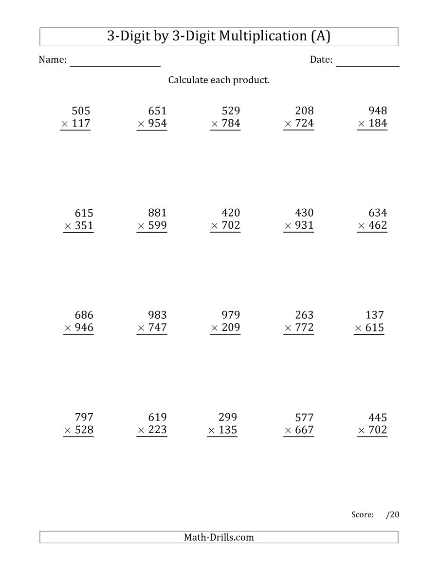 Free Multiplication Worksheets 3 Digit By 2 Digit 689017