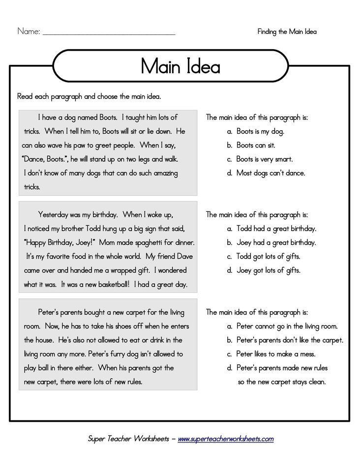 Free Printable Worksheets For 3rd Grade Main Idea 481656