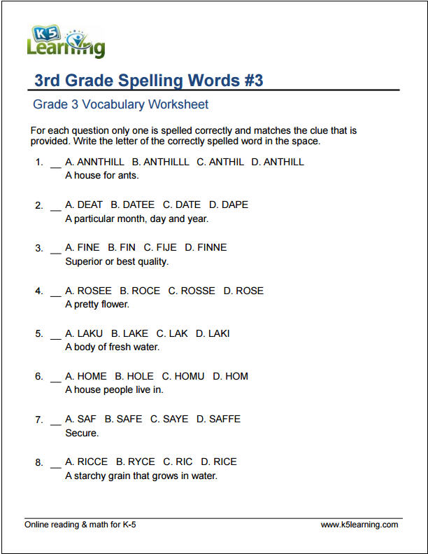 Grade 3 Vocabulary Worksheets Printable And Organized By, Grade 3