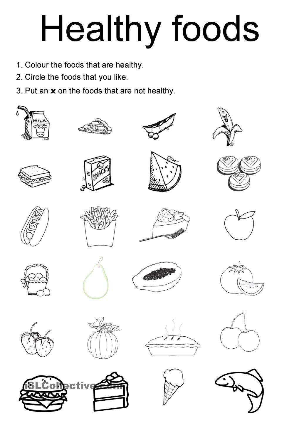 Healthy Food Choices Worksheets Kindergarten 554527