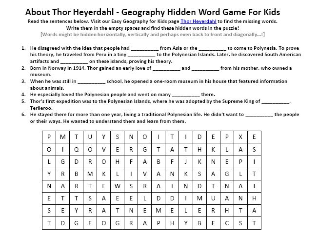 Image Of Thor Heyerdahl Worksheet