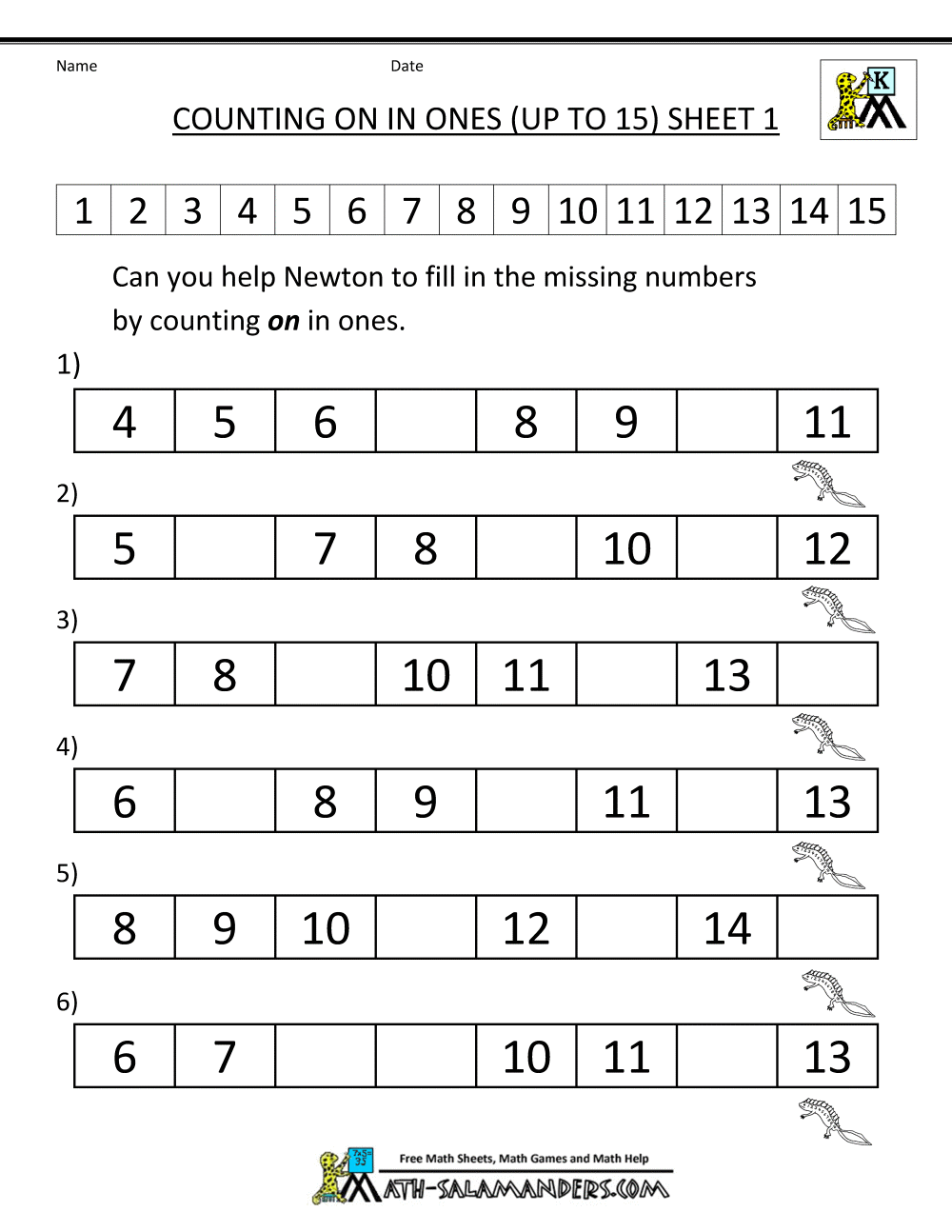 Kindergarten Counting Numbers Worksheets 1091874