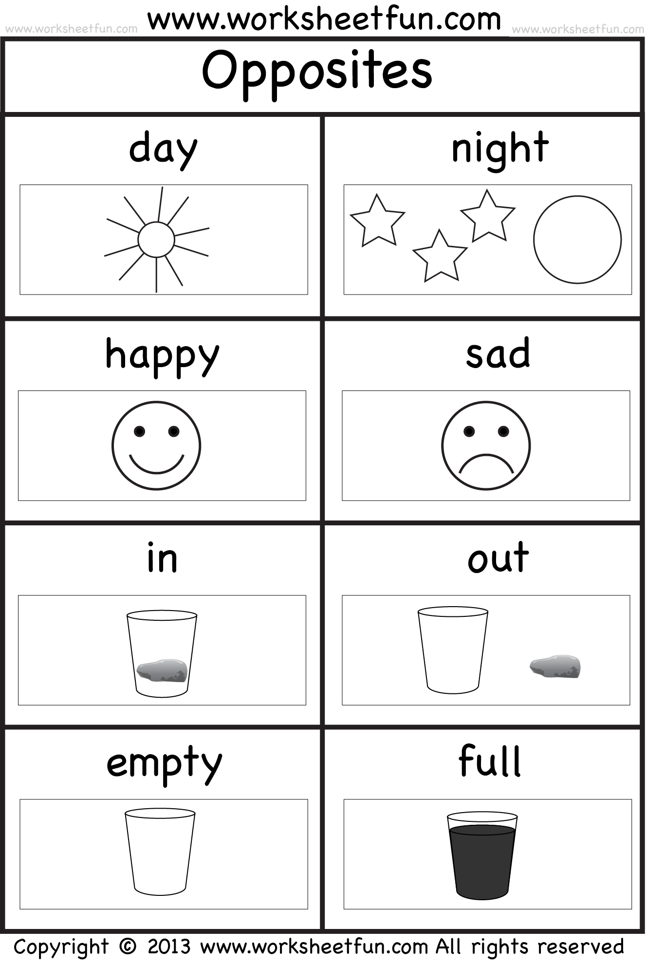 Kindergarten Worksheets Opposites 1183048