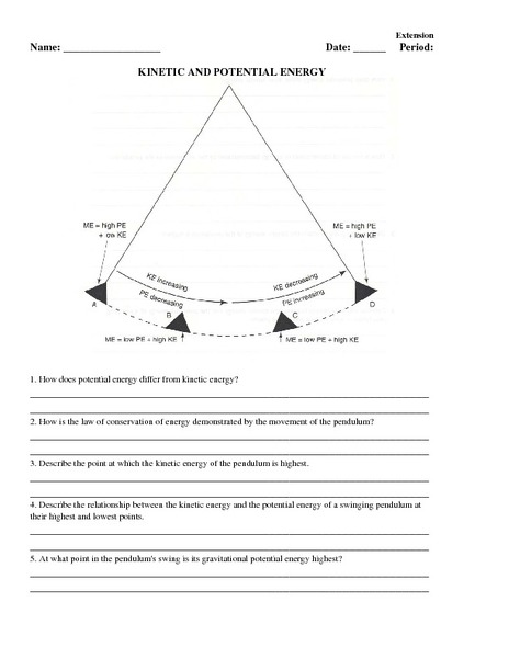 Kinetic And Potential Energy Worksheet 4th Grade The Best