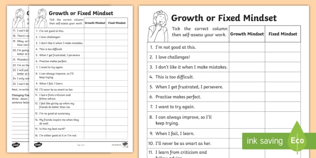 Ks1 Growth And Fixed Mindset Comments Worksheet   Activity Sheet