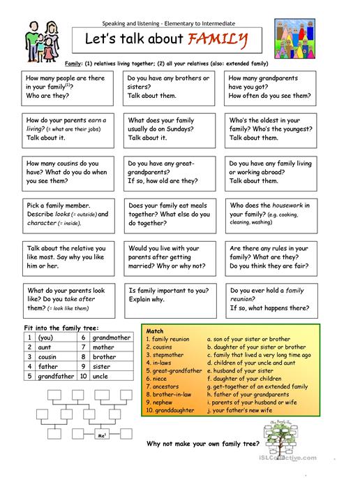 Let's Talk About Family Worksheet