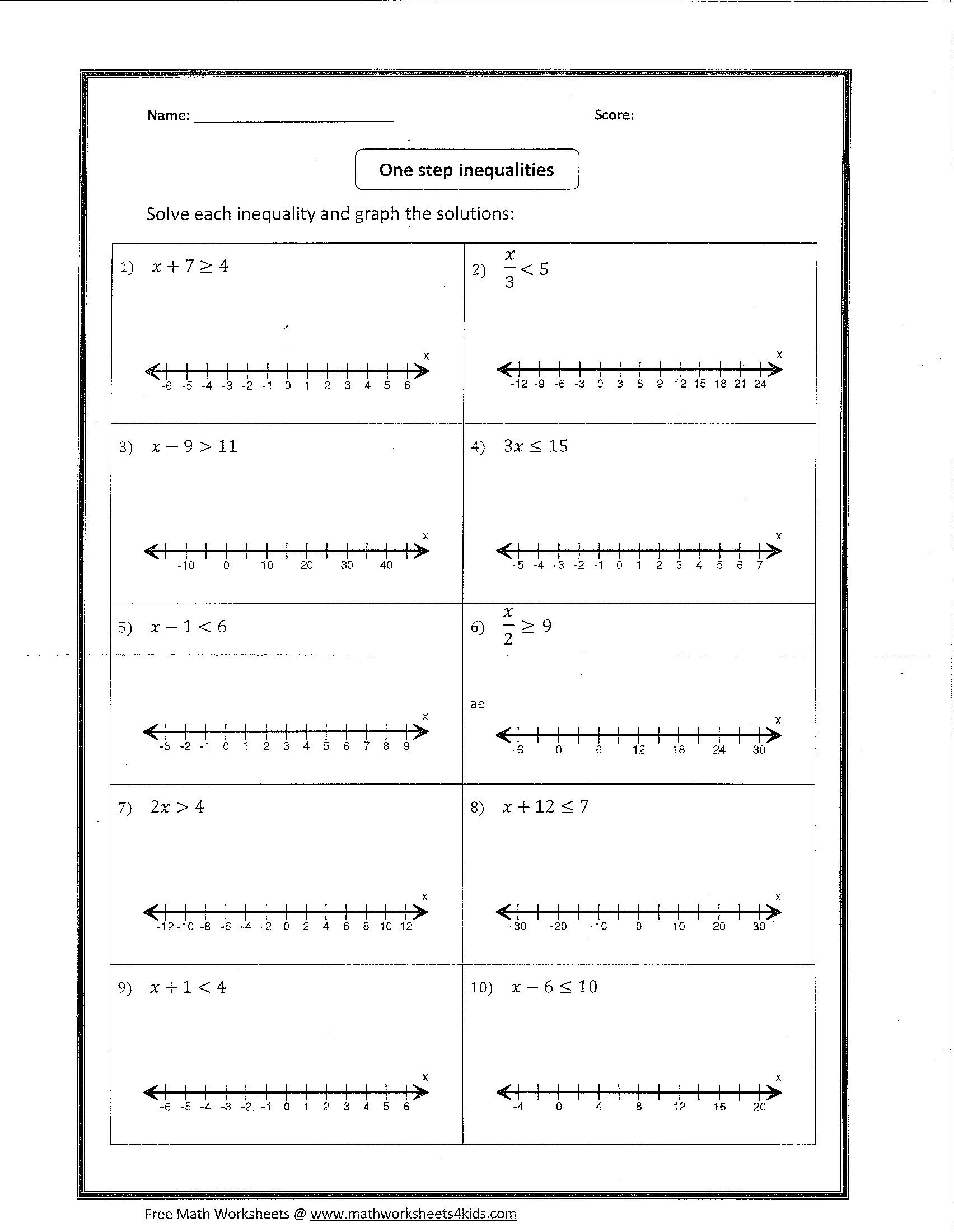 Linear Inequalities Worksheet Algebra 1 Unique Graphing Inequality